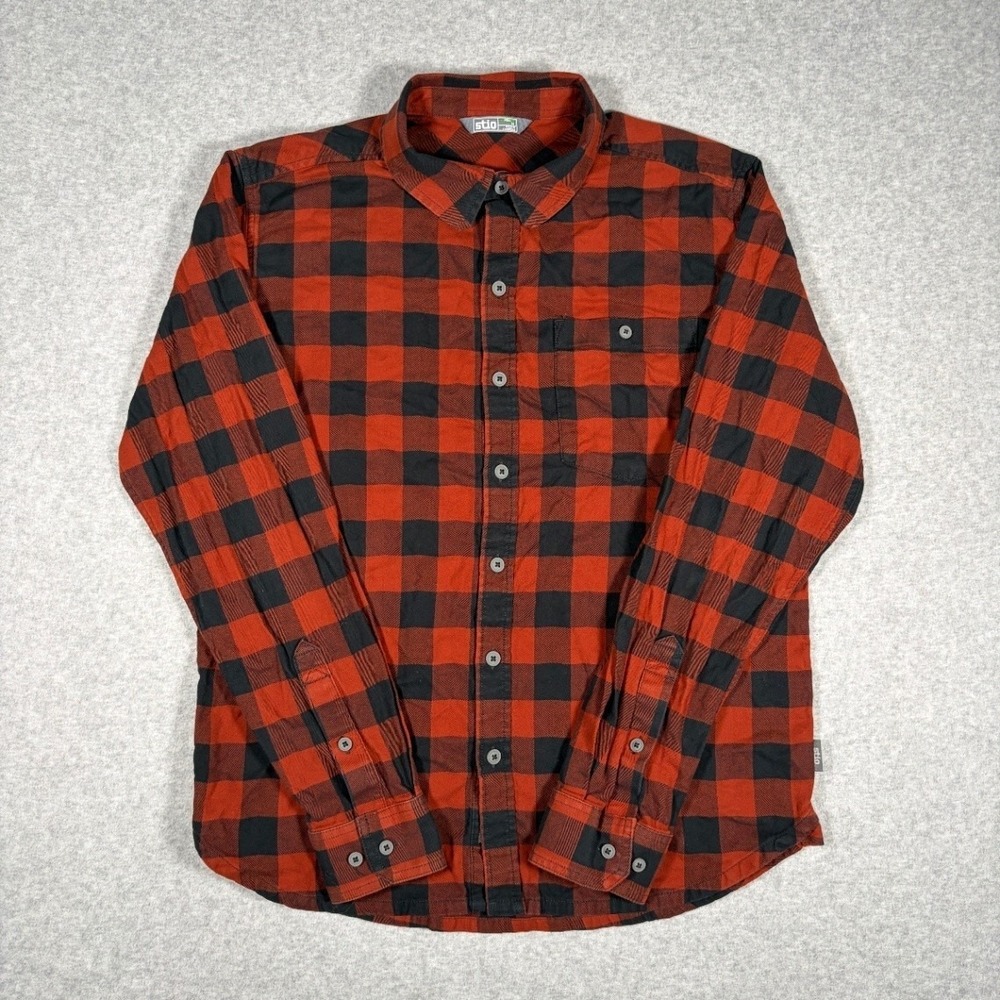 Stio Button-Up Shirt Men's Medium Red Black Plaid Lightweight Flannel - Picture 1 of 9